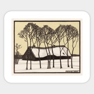 Farm in the snow (1918) by Julie de Graag (1877-1924) Sticker